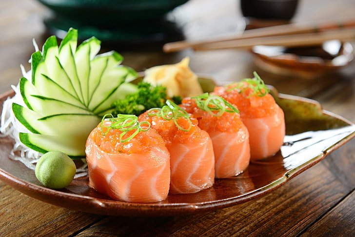 Food, Sushi, Fish, Seafood, HD wallpaper