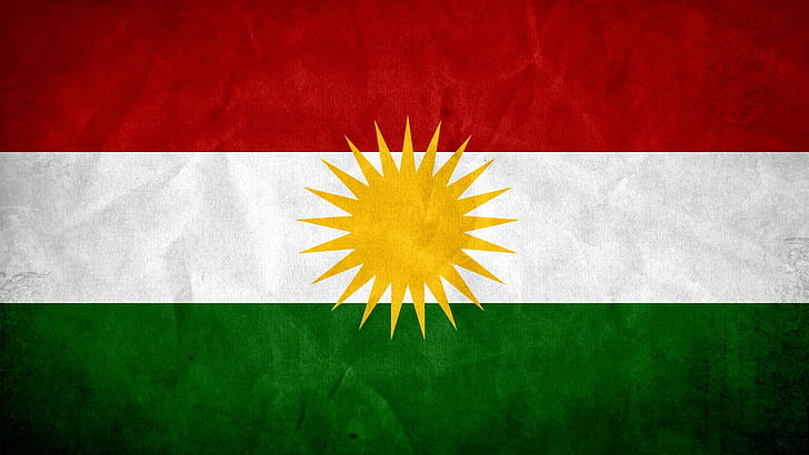 Kurdistan Flag, green, white, 3d and abstract