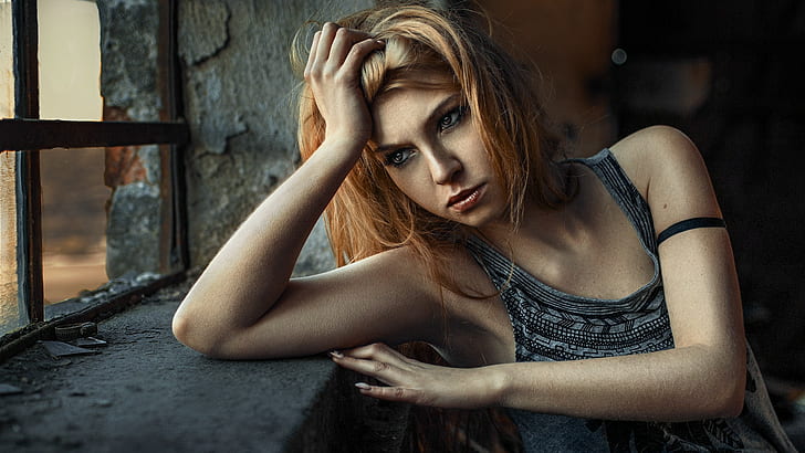 Carla Sonre, model, Damian Piórko, women, window