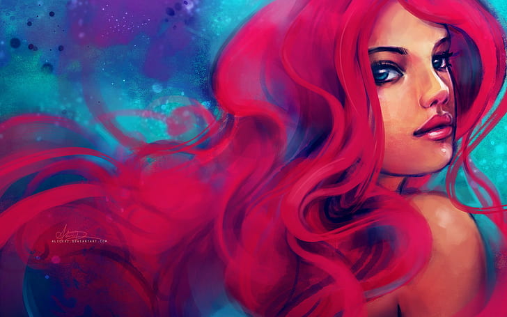 The Little Mermaid Redhead Drawing Face Ariel HD, digital/artwork