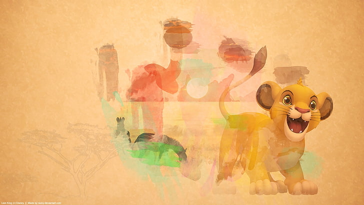 simba the lion king watercolor kingdom hearts ii 1600x900  Video Games Kingdom Hearts HD Art