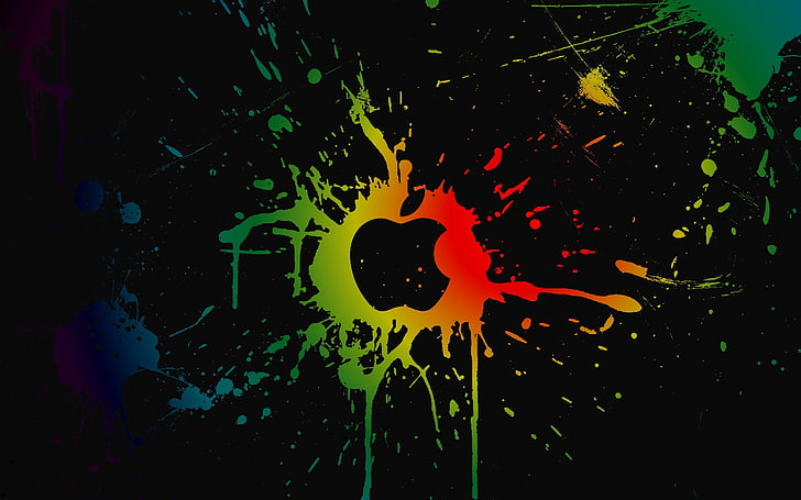 Apple Inc., colorful, paint splatter, multi colored, creativity, HD wallpaper
