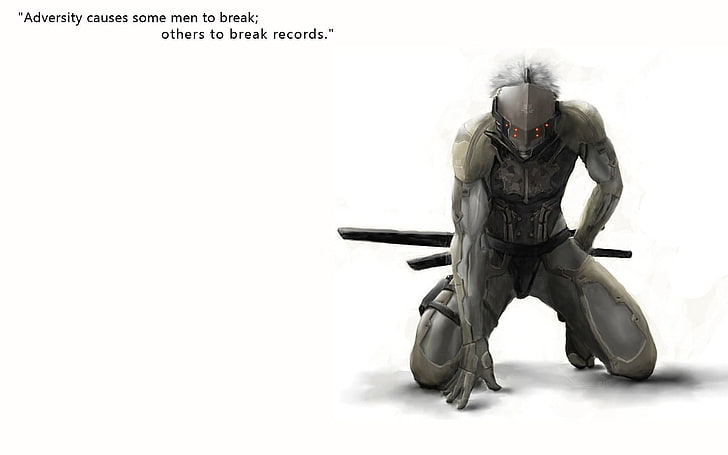 white and black robot, Metal Gear Rising: Revengeance, text, quote, HD wallpaper