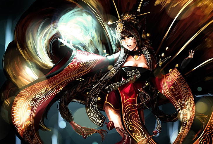 female animated character digital wallpaper, League of Legends
