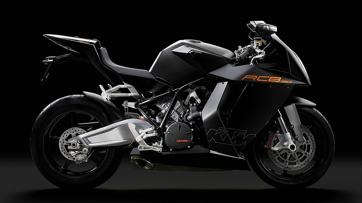 black KTM sport bike, KTM RC8, motorcycle, vehicle, transportation
