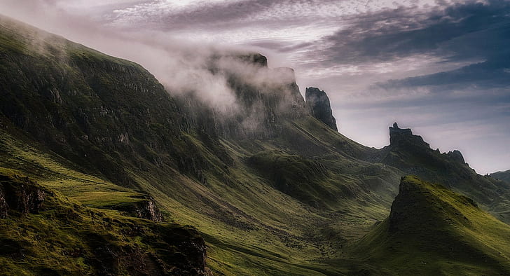 nature, landscape, mountains, cliff, clouds, daylight, Scotland