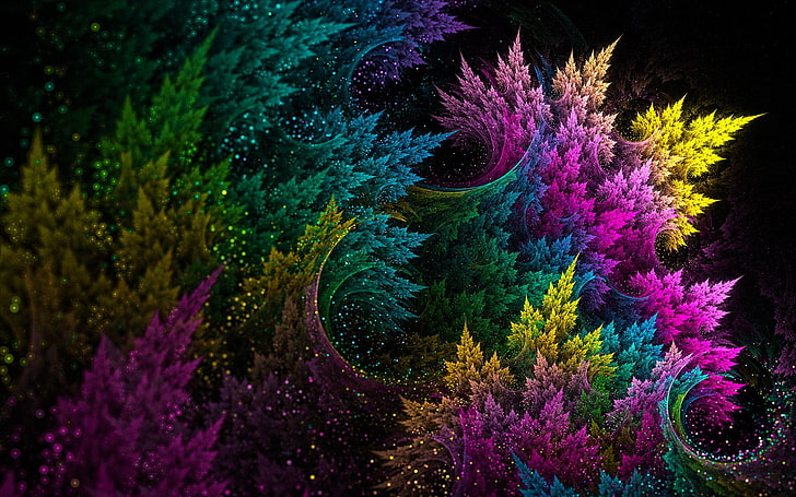 multicolored tree painting, colorful, fractal, abstract, multi colored, HD wallpaper