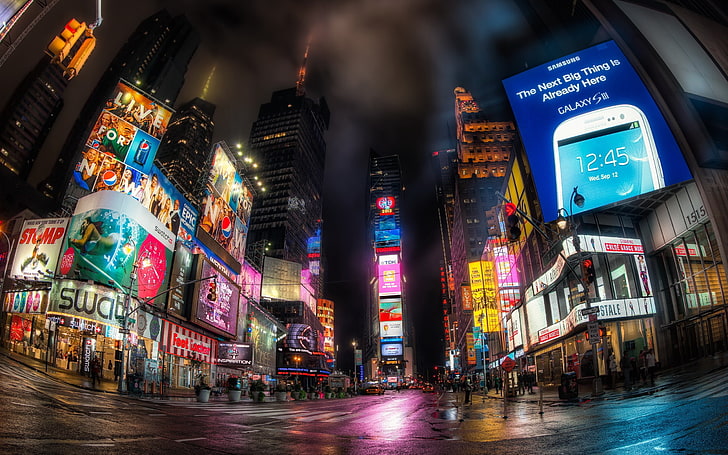 Time Square, New York wallpaper, cityscape, building, HDR, lights