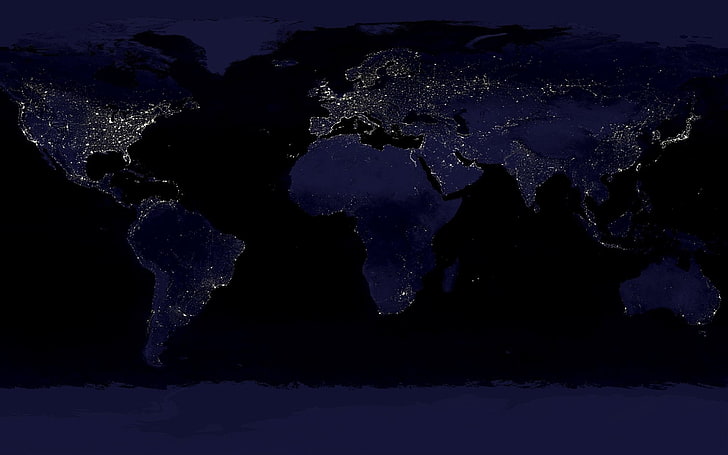 black and gray world map, Earth, From Space