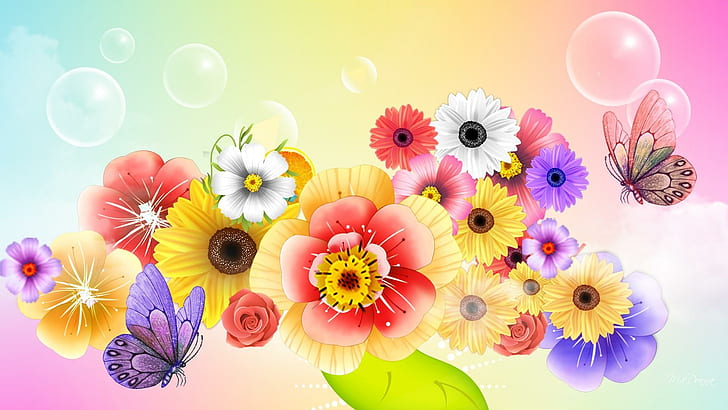 Color Of Beauty, papillon, bright, aroma, butterfly, fleurs, flowers