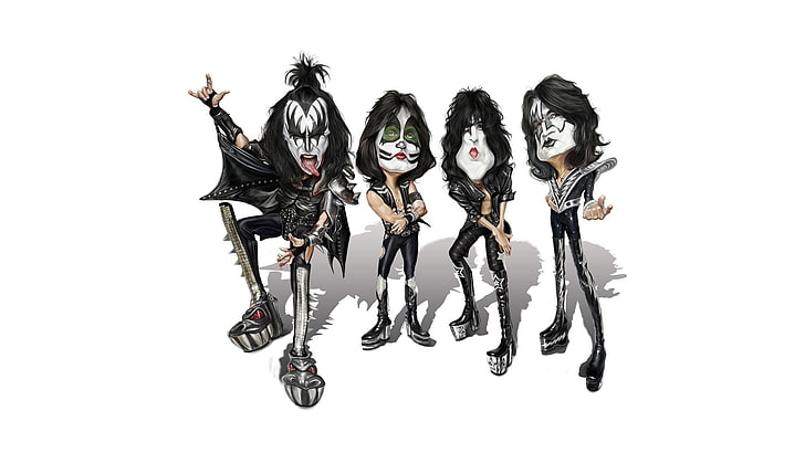 HD wallpaper: Kiss band illustration, background, group, caricature, rock,  halloween | Wallpaper Flare