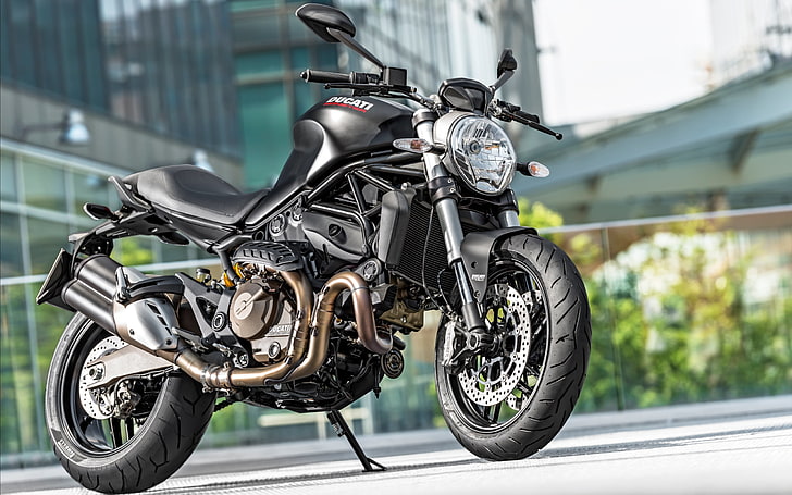 Ducati Monster 821 Dark, black bobber motorcycle, Motorcycles