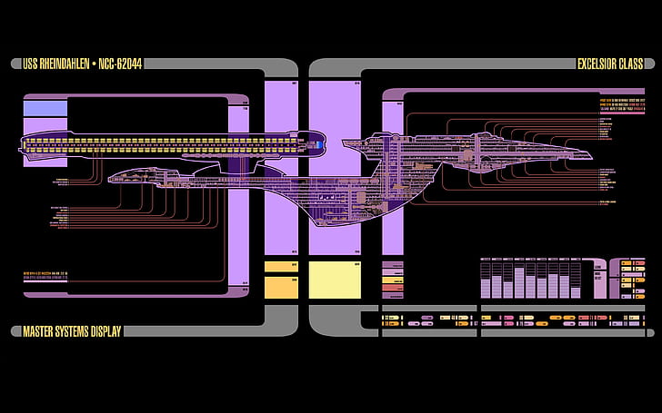 LCARS, Schematic, spaceship, Star Trek, HD wallpaper