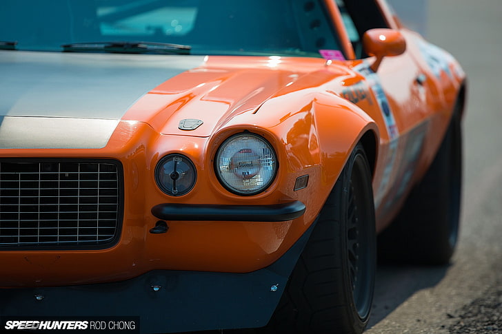 orange and black sport car, Pontiac Firebird, Camaro, orange cars