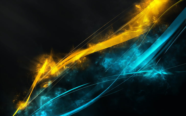 yellow and blue abstract illustration, motion, long exposure