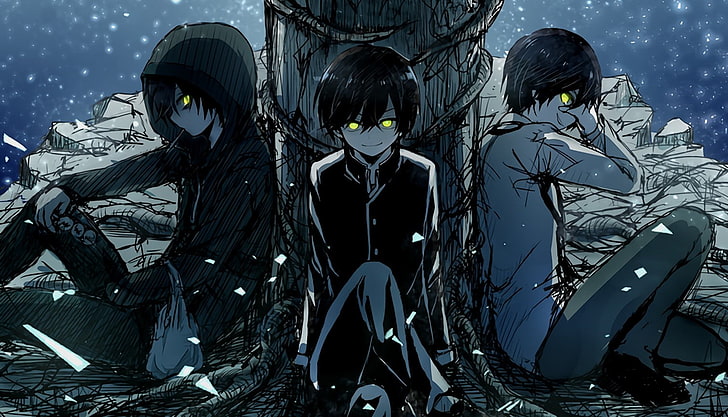 three male anime characters, Otosaka Yuu, Charlotte (anime), winter
