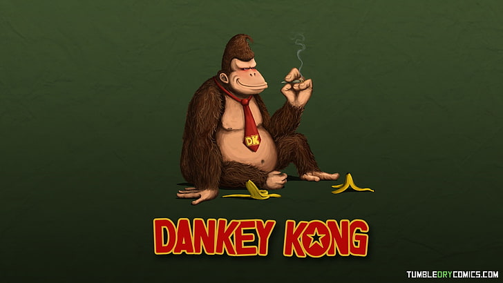 Donkey Kong, cannabis, text, western script, one person, communication