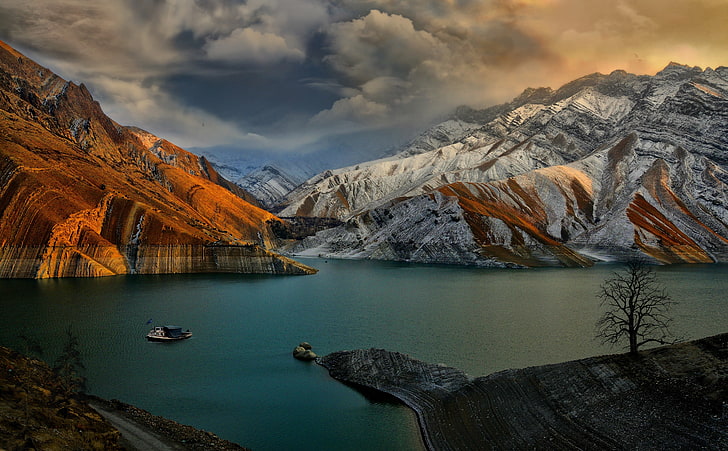Amirkabir Dam, brown and white mountains, Nature, Landscape, Asia/Iran