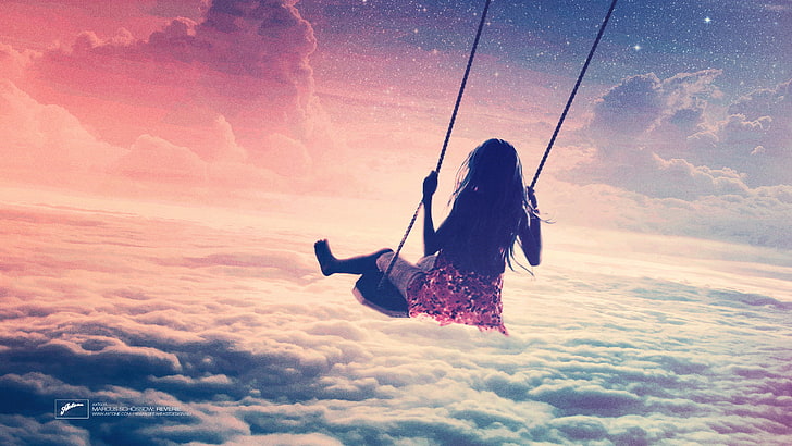 woman on swing wallpaper, the sky, girl, track, axtone, Marcus Schossow