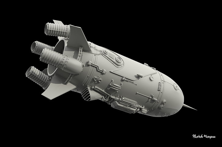 3D, 3d object, engines, rocket, studio shot, black background