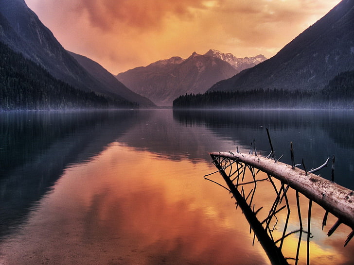 landscape, nature, evening, water, mountains, lake, beauty in nature
