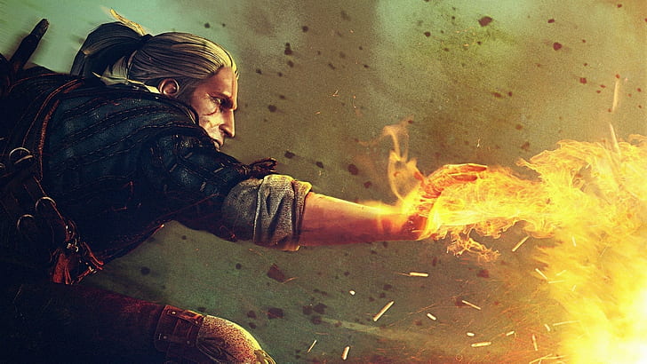 the witcher the witcher 2 assassins of kings, burning, fire, HD wallpaper