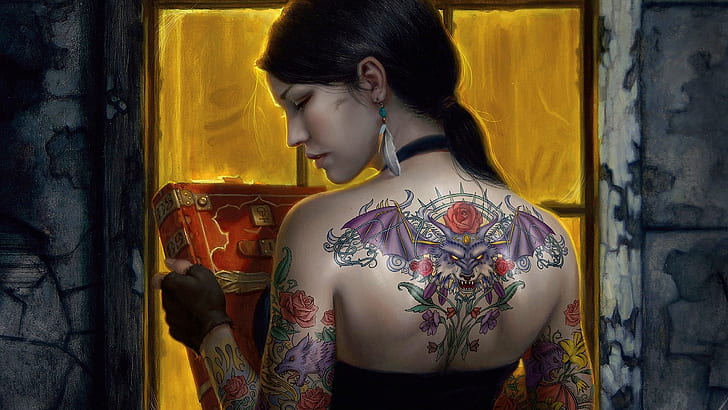 HD wallpaper: Tattoo HD, woman with tattoo, fantasy | Wallpaper Flare