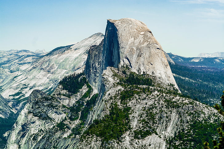 mountain, Half Dome, California, 5K, Yosemite, forest, National Park
