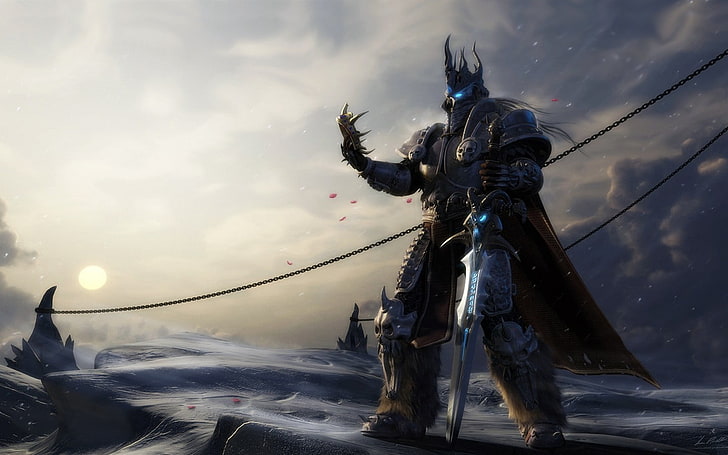 man in suit holding sword, Arthas, Lich King, video games, World of Warcraft, HD wallpaper