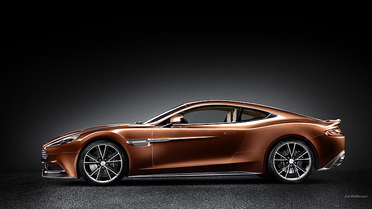 brown coupe, Aston Martin Vanquish, car, vehicle, motor vehicle