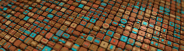 brown and blue wallpaper, pattern, abstract, procedural generation, HD wallpaper