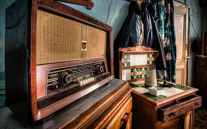 vintage, radio, room, drawer, indoors