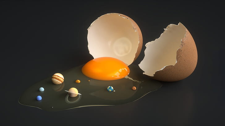 Saturn, The moon, Space, Earth, Planet, Egg, Fantasy, Mars