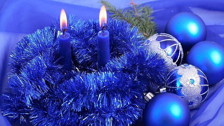 blue baubles, Christmas, holiday, Christmas ornaments , celebration