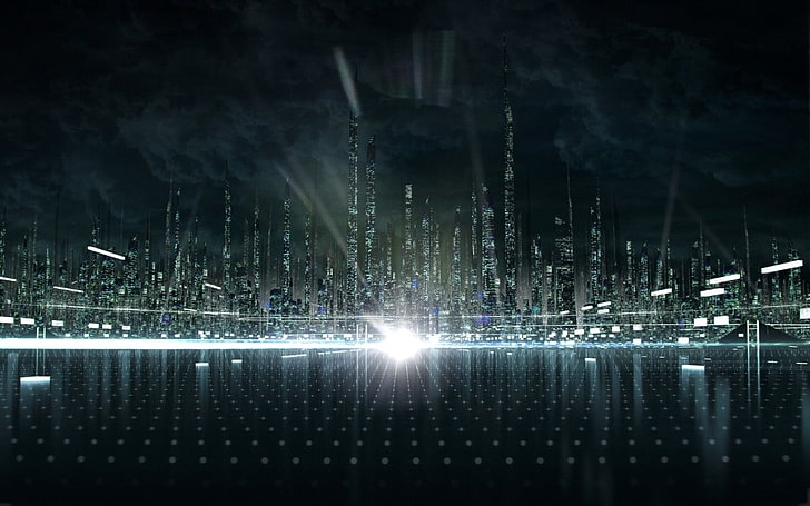 city buildings, science fiction, futuristic city, digital art, HD wallpaper