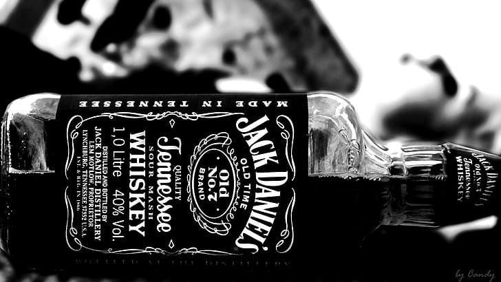 Jack Daniel Whiskey Alcohol Bottle Bw For Desktop, drinks