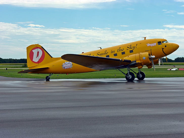 Duggy Air, airplane, douglas, antique, dc-3, classic, aircraft planes, HD wallpaper