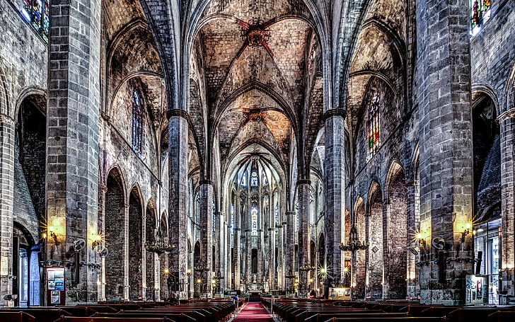 Barcelona, Catalonia, Santa Maria del Mar, Gothic Church, HD wallpaper