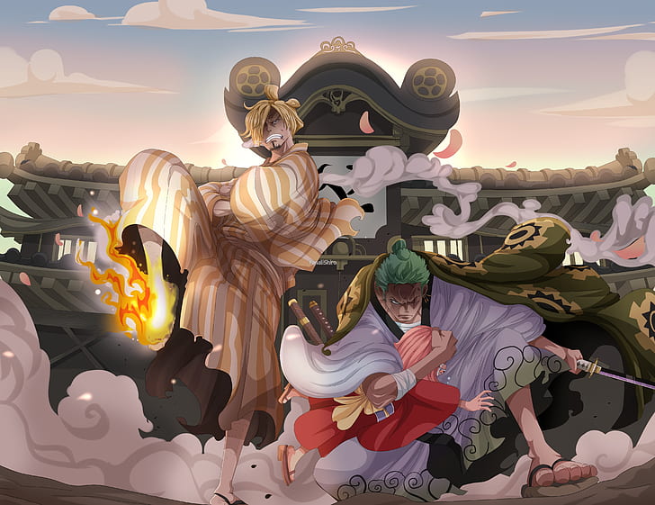 HD wallpaper: One Piece, Roronoa Zoro, Sanji (One Piece), Toko (One ...