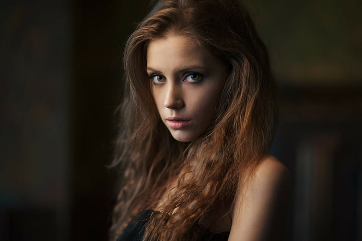 women model brunette dress portrait depth of field maxim maksimov kseniya kokoreva