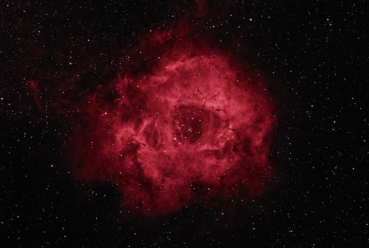 red space cloud, stars, beauty, Rosette Nebula, abstract, astronomy, HD wallpaper