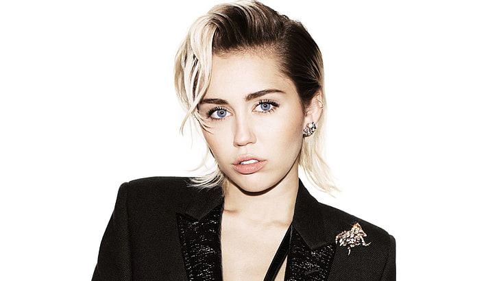 women, Miley Cyrus, portrait, white background, studio shot