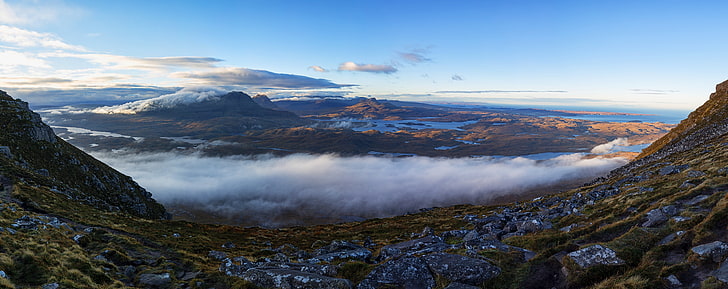 Beautiful Landscape, Torridon, Scotland, white clouds, Nature