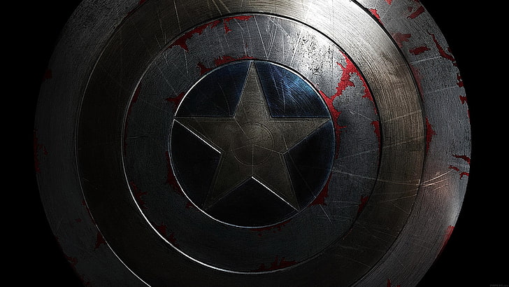 round gray shield, Captain America, Marvel Comics, circle, black Color