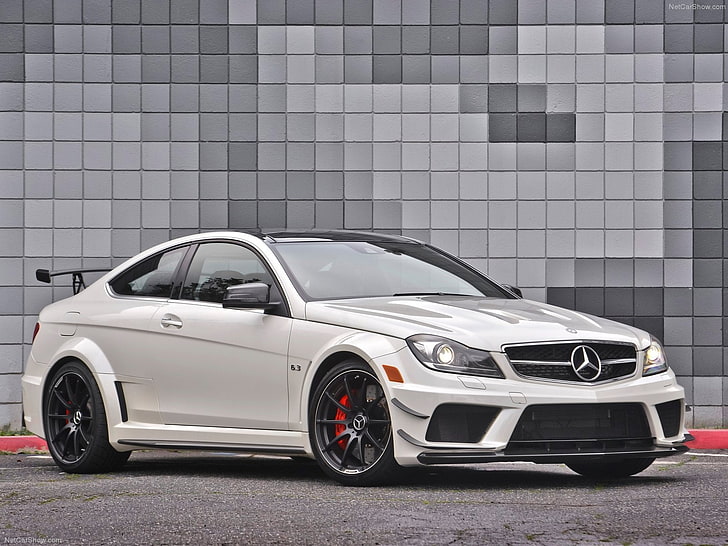 2012, amg, black, c63, cars, coupe, mercedes-benz, series, white, HD wallpaper