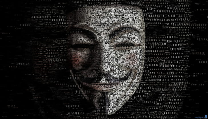 Guy Fawkes illustration, Anonymous, portrait, headshot, indoors