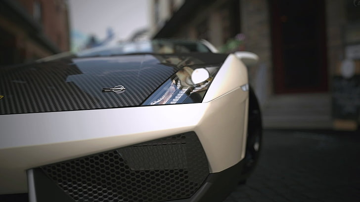 white and black sports car, Lamborghini, mode of transportation