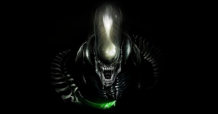 alien: covenant, saliva, bones, Movies, black background, studio shot, HD wallpaper