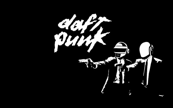 black and white illustration of man, Daft Punk, Pulp Fiction, HD wallpaper