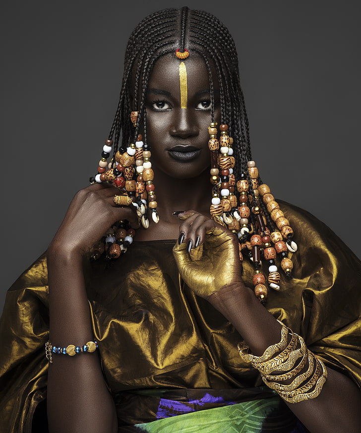 ebony, gold, women, jewelry, belief, religion, gold colored, HD wallpaper